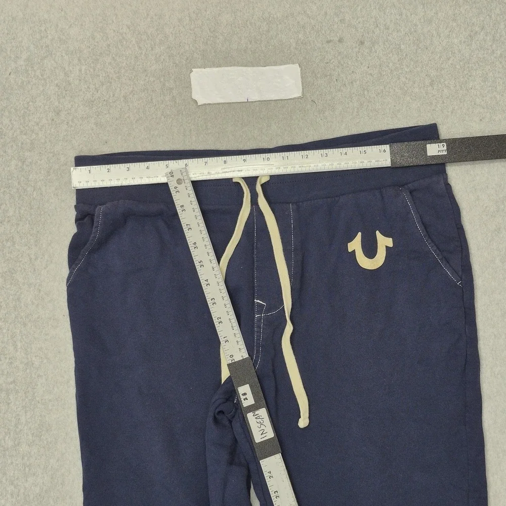 True Religion Men Pants L/G Blue Sweatpants Jogger Logo Sweatpant 28